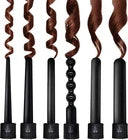 6 in 1 Lockenstäbe, Schwarzes Lockenwickler-Set, 6 Austauschbare Stäbe