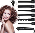 6 in 1 Lockenstäbe, Schwarzes Lockenwickler-Set, 6 Austauschbare Stäbe
